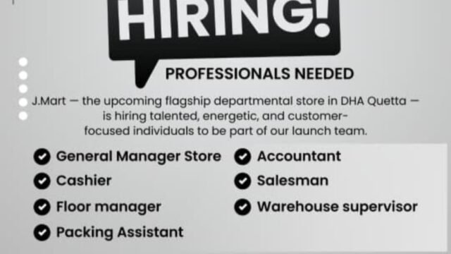J.Mart DHA Quetta Jobs